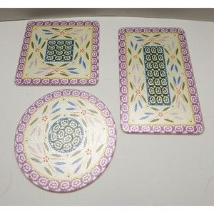 Temp-Tations By Tara Old World Confetti Glass Trivets Lot of 3 Square Round